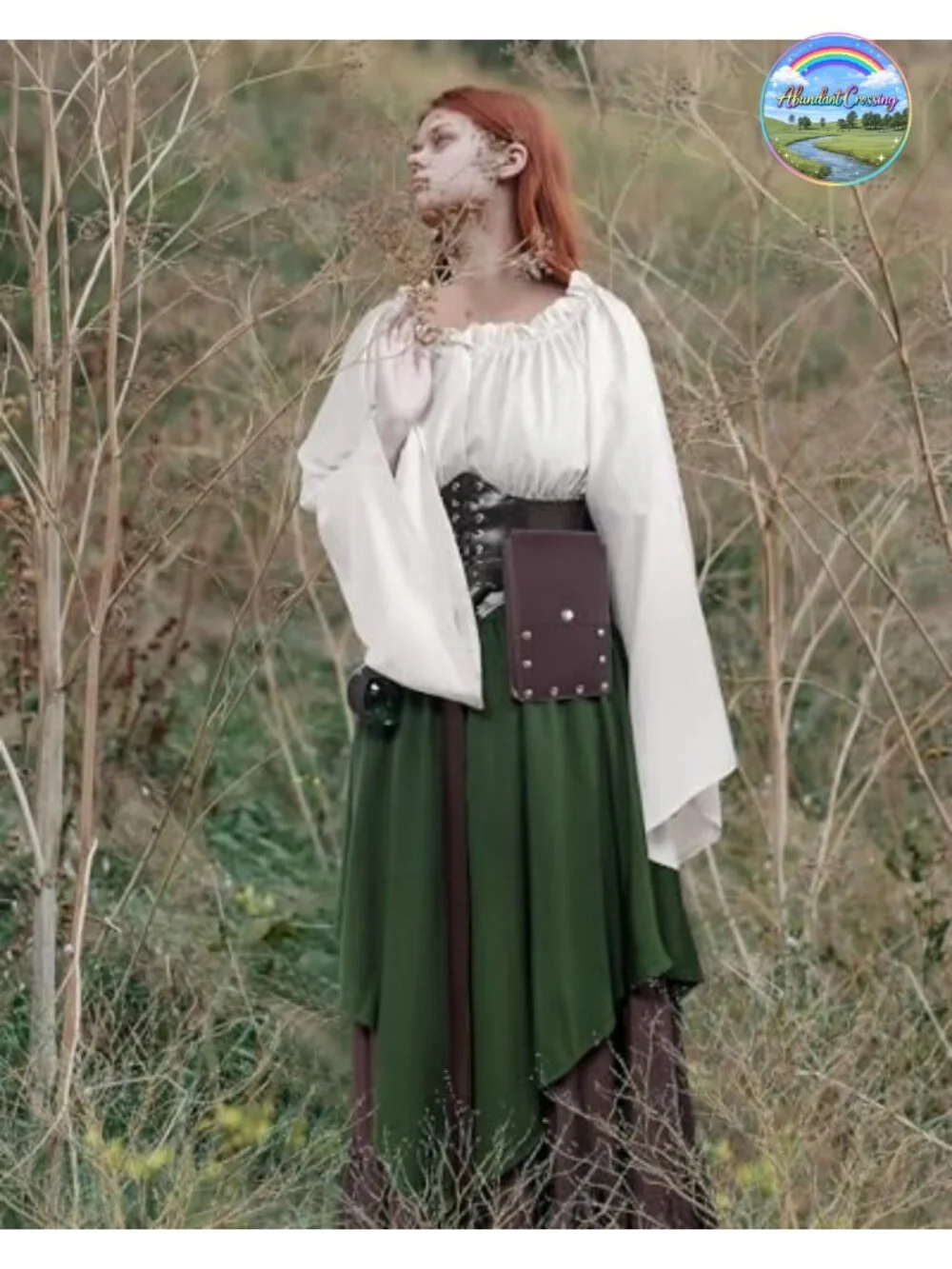 Renaissance Dress Costume Set Faux Leather Corset Belt Victorian Dress